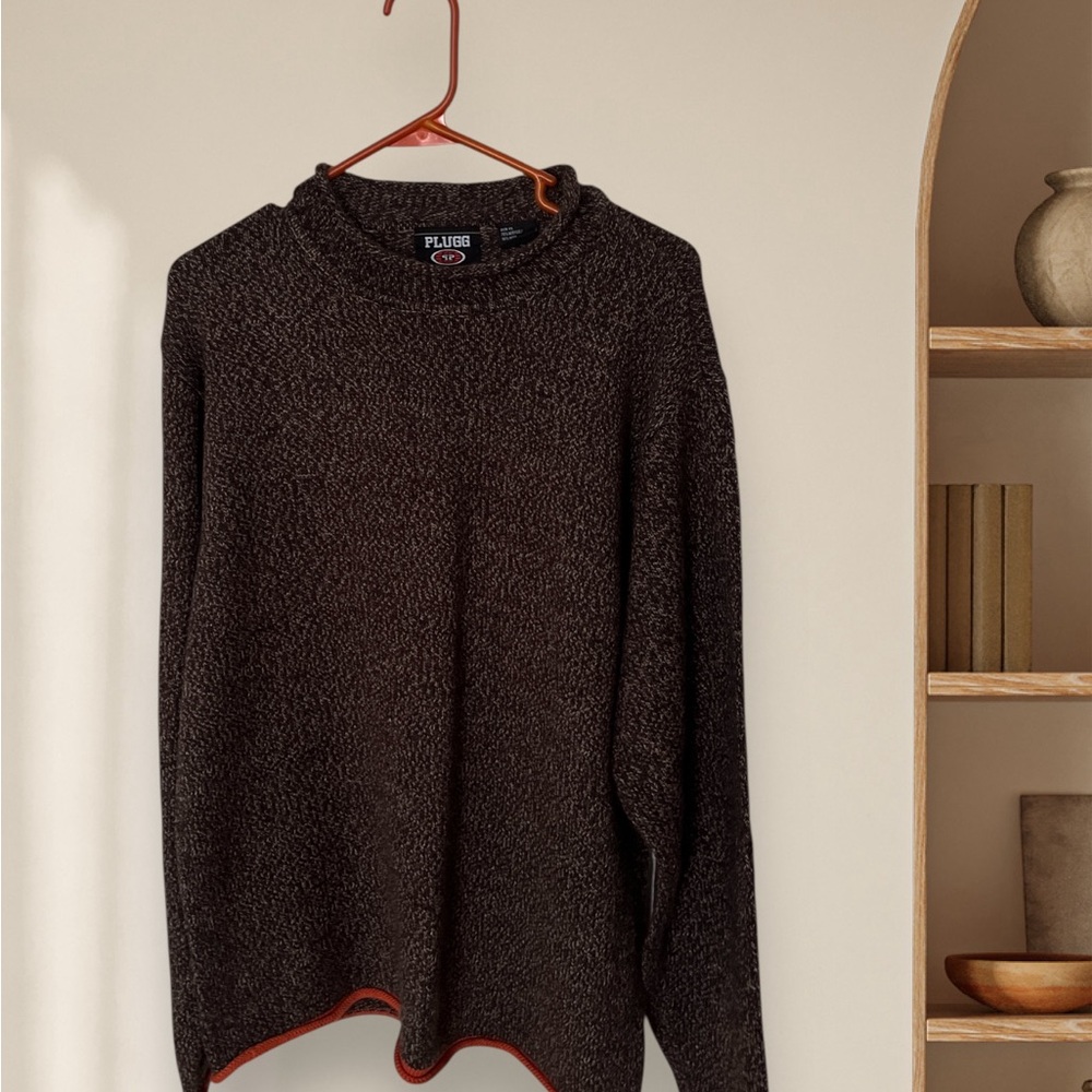 PLUGG Vintage Brown Textured Knit Sweater XL โ Wool Blend